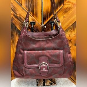 Coach Burgundy Signature Canvas Shoulder Bag